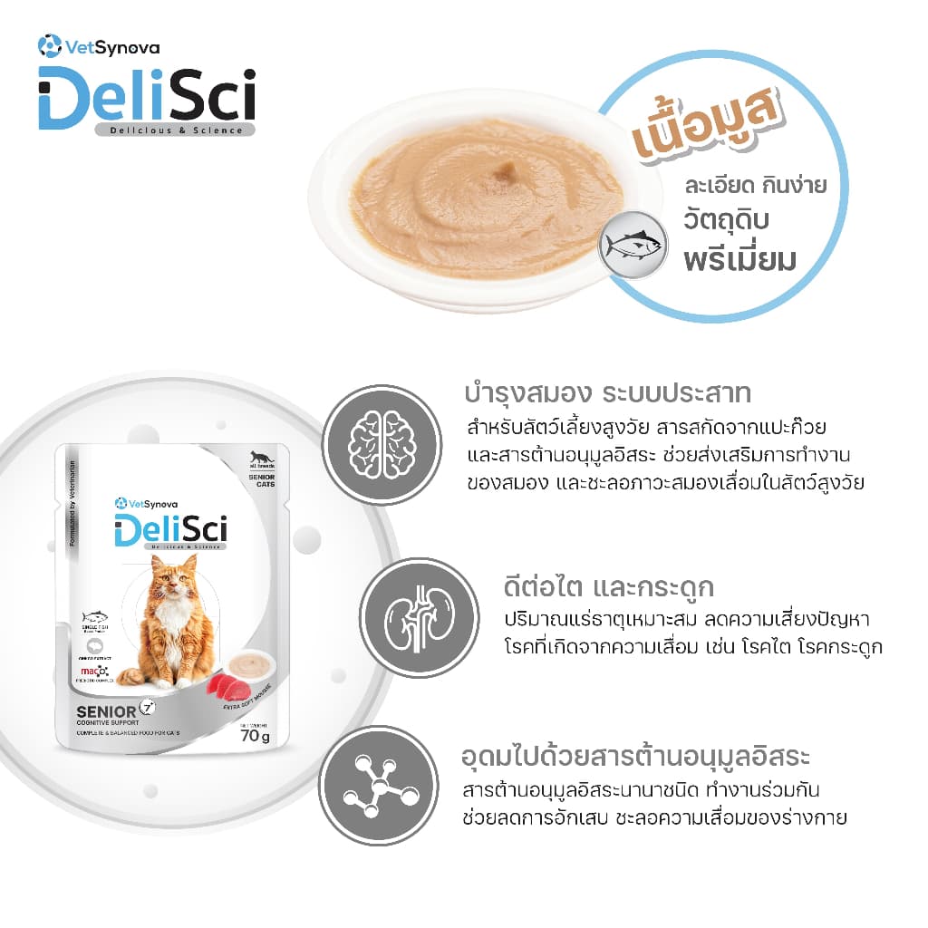 DeliSci Senior สูตรบำรุงสำหรับแมวสูงวัย 1 ลัง อาหารเปียกแมวสูงวัย อาหารแมวสูงวัย อาหารแมว 7 ปี แมวแก่ รูปที่ 3