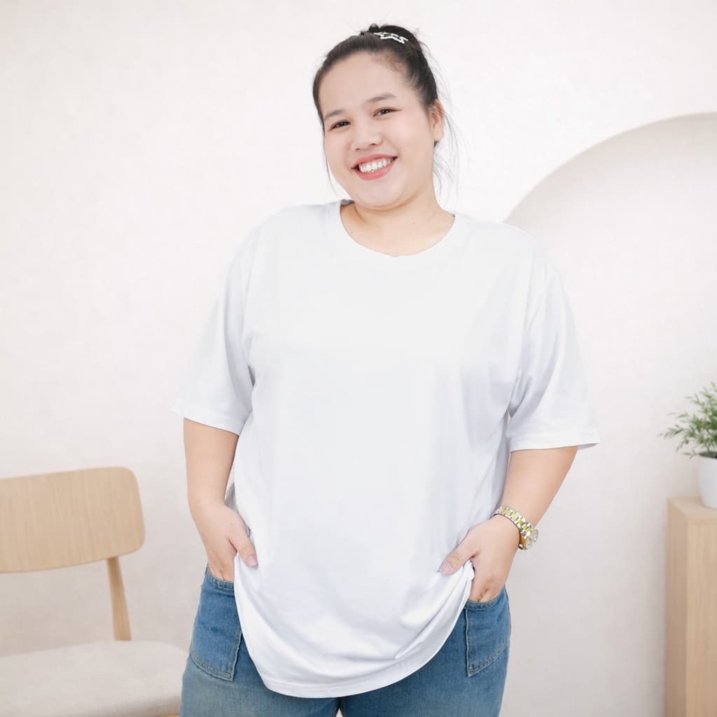 เสื้อยืด ทรงโอเวอร์ไซส์ เสื้อคอกลม แขนสั้น สีพื้น ผ้าคอตตอนผสม เนื้อผ้านิ่ม ระบายอากาศได้ดี ทรงสวย แมทช์ง่าย tb835# รูปที่ 4