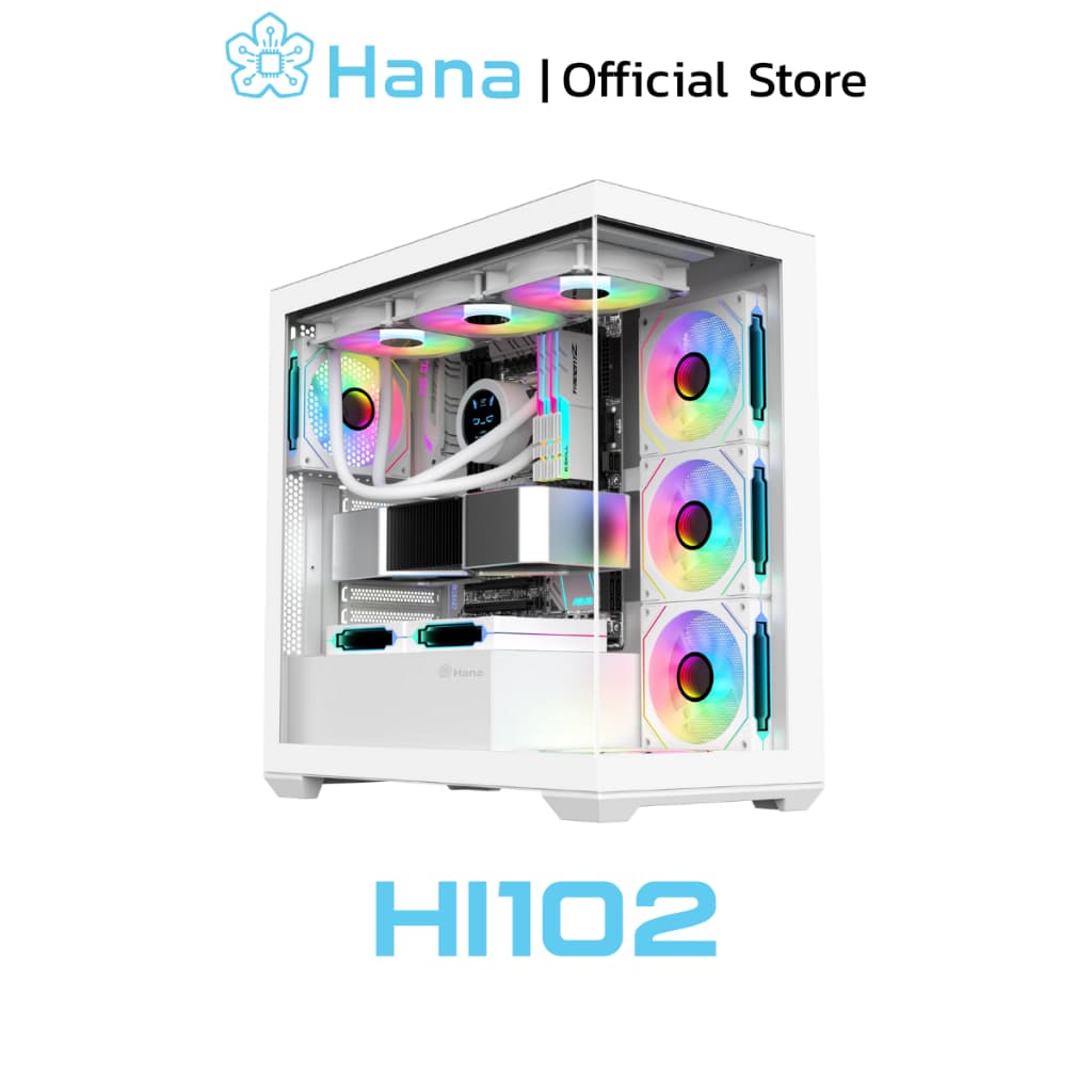 Hana Inno HI102 เคสคอมพิวเตอร์ กระจกนิรภัย2ด้าน ฟรีพัดลม4ตัว ประกอบง่าย รับประกัน 1 ปี รูปที่ 5