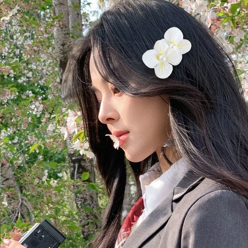 กิ๊บติดผม กิ๊บดอกไม้ แฟชั่น dopamine หวาน ลายดอกไม้ มุก สีสันสดใส ชายทะเล วันหยุดพักผ่อน ชายหาด รูปที่ 4
