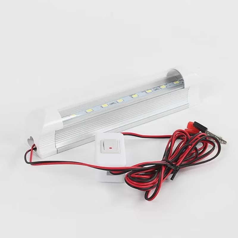 ชุดหลอดไฟ พร้อมสาย ปากคีบแบต LED T8 12V DC ขนาด 30/60/120 cm.แสงขาว/แสงเหลือง สายยาว2เมตร รูปที่ 6