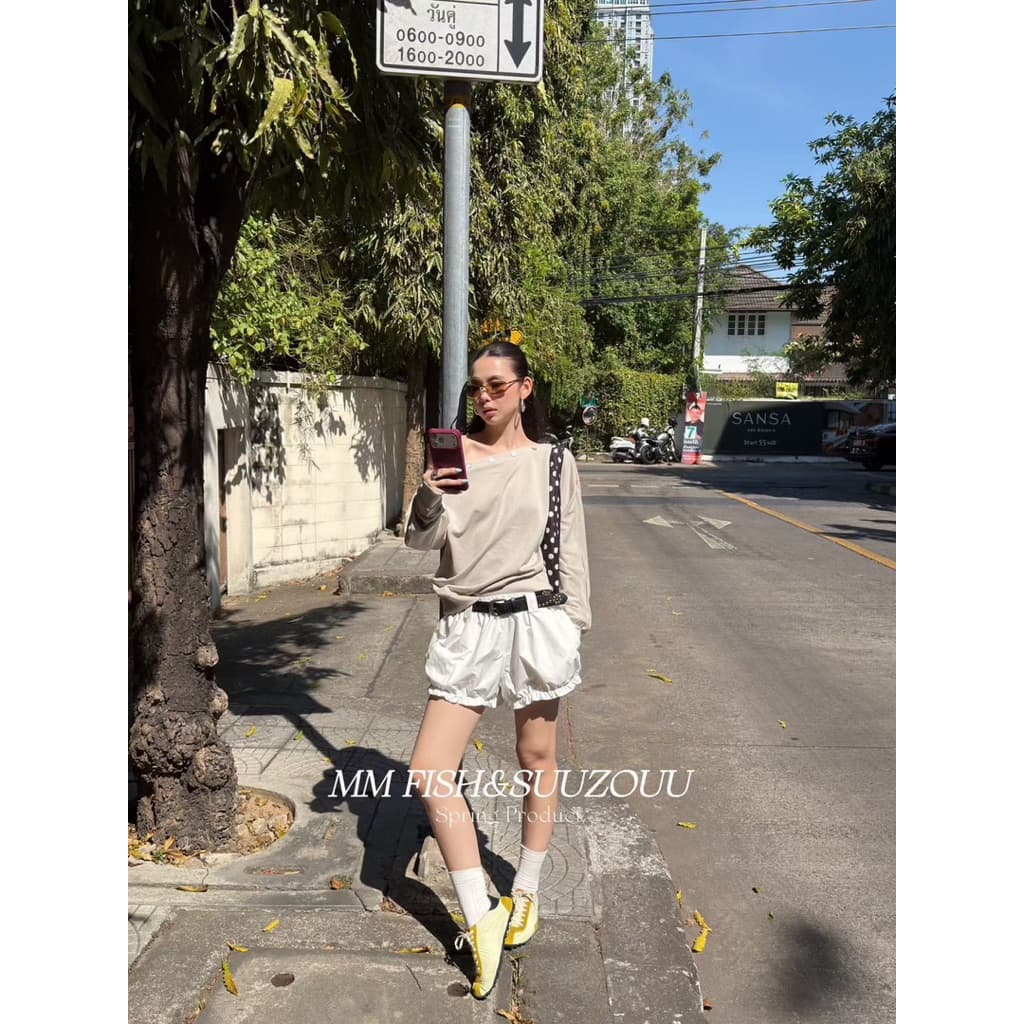 26K SU070กางเกงขาสั้น ทรงบอลลูน +เข็มขัดอย่างดี งานดีมาก Tag MMFish รูปที่ 2