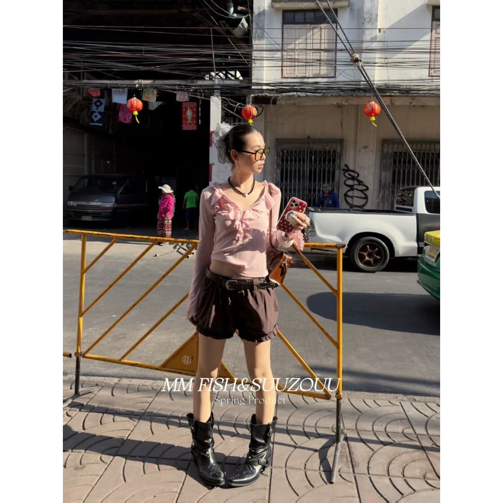 26K SU070กางเกงขาสั้น ทรงบอลลูน +เข็มขัดอย่างดี งานดีมาก Tag MMFish รูปที่ 7