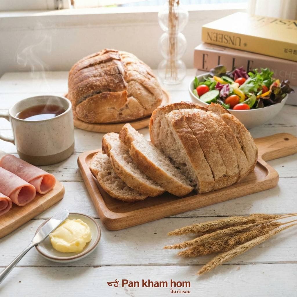 ซาวโดวจ์ โฮลวีท (Whole Wheat Sourdough) ขนมปังซาวโดจ จาก ปั้นคำหอม ทำจากยีนส์ธรรมชาติ 100% ไม่ใส่สารกันเสีย จัดส่งทั่วปร