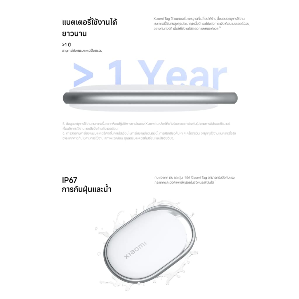 Xiaomi Tag ตัวติดตาม | อุปกรณ์ติดตาม | อุปกรณ์ติดตามของหาย | กันฝุ่นและกันน้ำ | ลำโพงเสียงแบบเพียโซอิเล็กทริกในตัว รูปที่ 6
