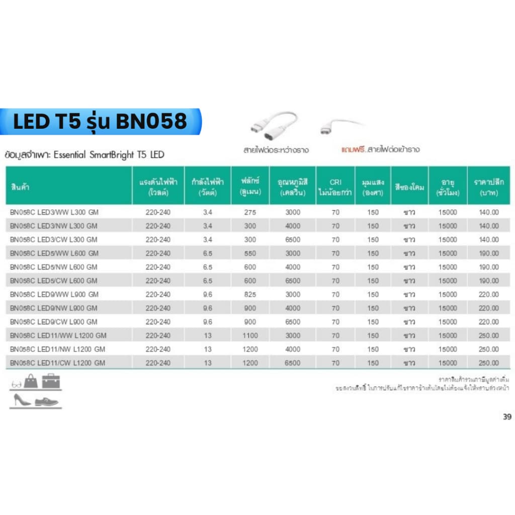 หลอดไฟ ฟิลิปส์ Philips Essential SmartBright Batten T5 LED G3 ชุดรางนีออน รุ่น BN058C 3.4/6.5/9.6/13W รูปที่ 4