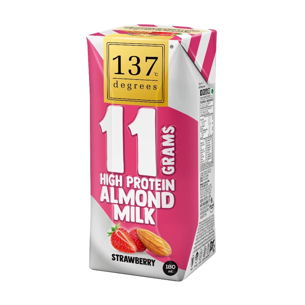 137 ดีกรี นมอัลมอนด์ผสมน้ำนมถั่วเหลือง โปรตีนสูง สูตรสตรอเบอร์รี่ 180ml x pack of 3x6 รูปที่ 2