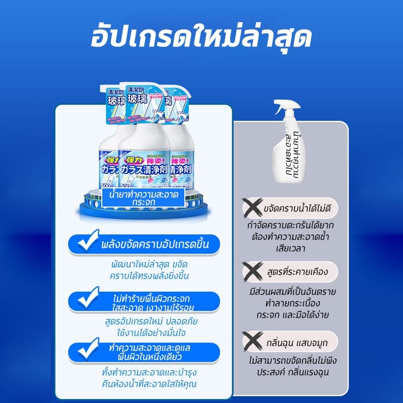 3วินาที ขจัดคราบน้ำยาเช็ดกระจก น้ำยาขจัดคราบกระจก น้ำยาขจัดคราบน้ำ 500ml สะดวกและรวดเร็ว ไม่ต้องล้างน้ำ สะอาดรวดเร็ว ส รูปที่ 8