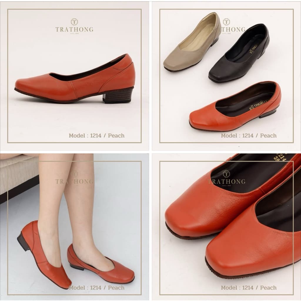 TRATHONG รุ่น 1214 รองเท้าหนังแท้ ส้นเตี้ย หนังนุ่ม ใส่สบาย เดินได้ทั้งวัน สูง 1 นิ้ว รูปที่ 5