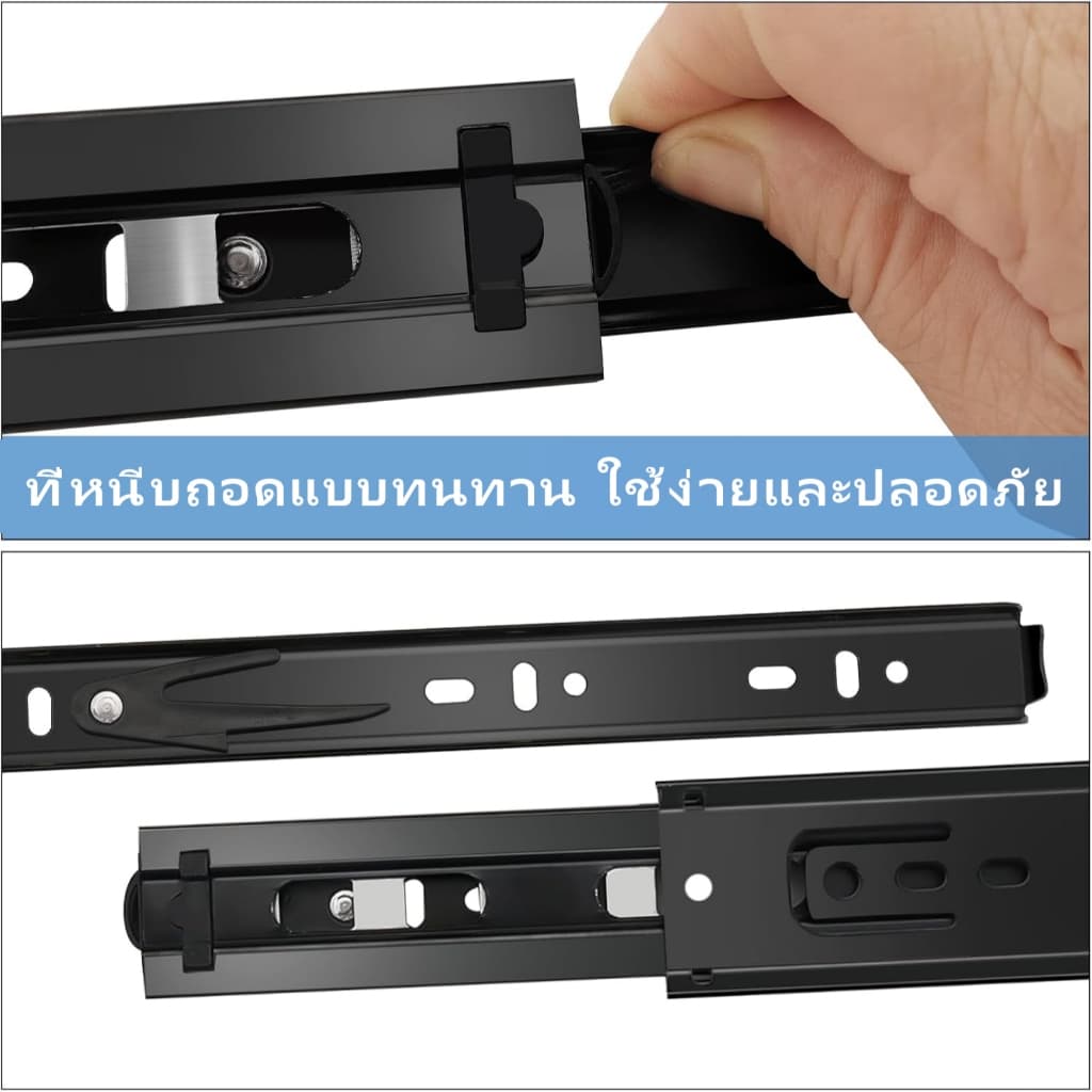 รางลิ้นชัก 1คู่ รางลูกปืน 3ตอน สีดำ ขนาด8-20นิ้ว ​​รางสไลด์เงียบ​​ รางสไลด์ลิ้นชัก ปิดนุ่ม กดกระเด้ง ลื่นไหล ทนทาน รูปที่ 3