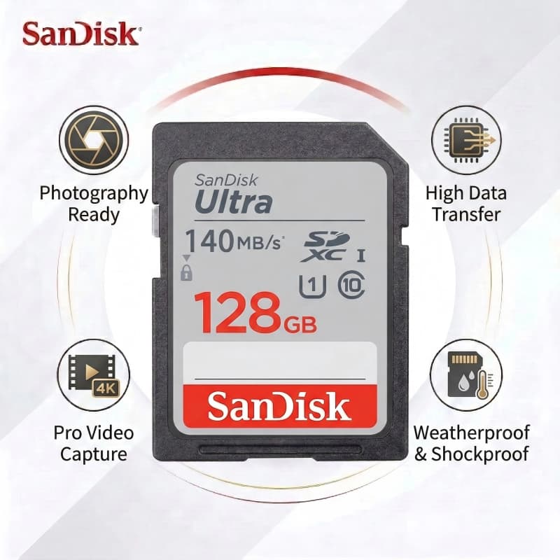 SanDisk Ultra SD Card SDXC UHS-I Memory Card 64GB 128GB 256GB 512GB C10 U1 Full HD