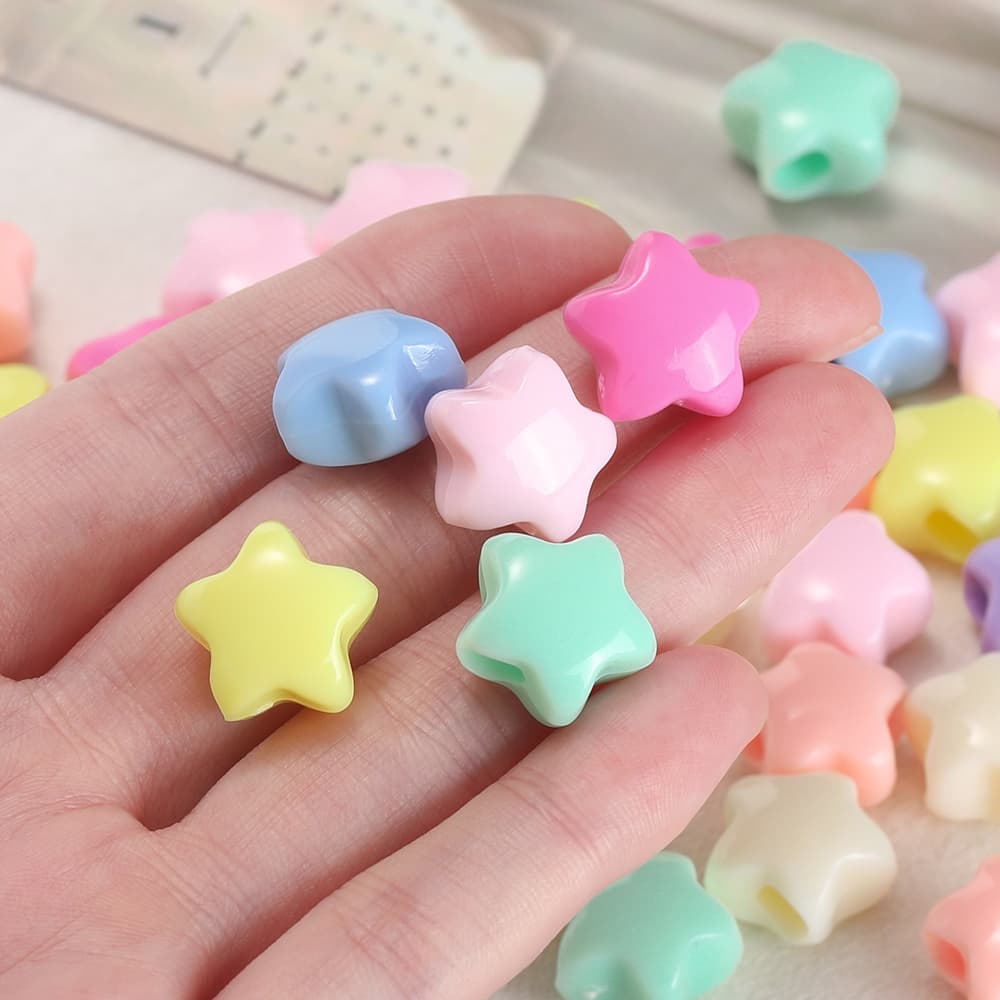 30ชิ้น ลูกปัดอะคริลิค รูปหัวใจและดาว มีรูขนาดใหญ่ ลูกปัดคั่น สีพาสเทล สำหรับทำสายคล้องมือถือ DIY อุปกรณ์ทำเครื่องประดับ รูปที่ 7