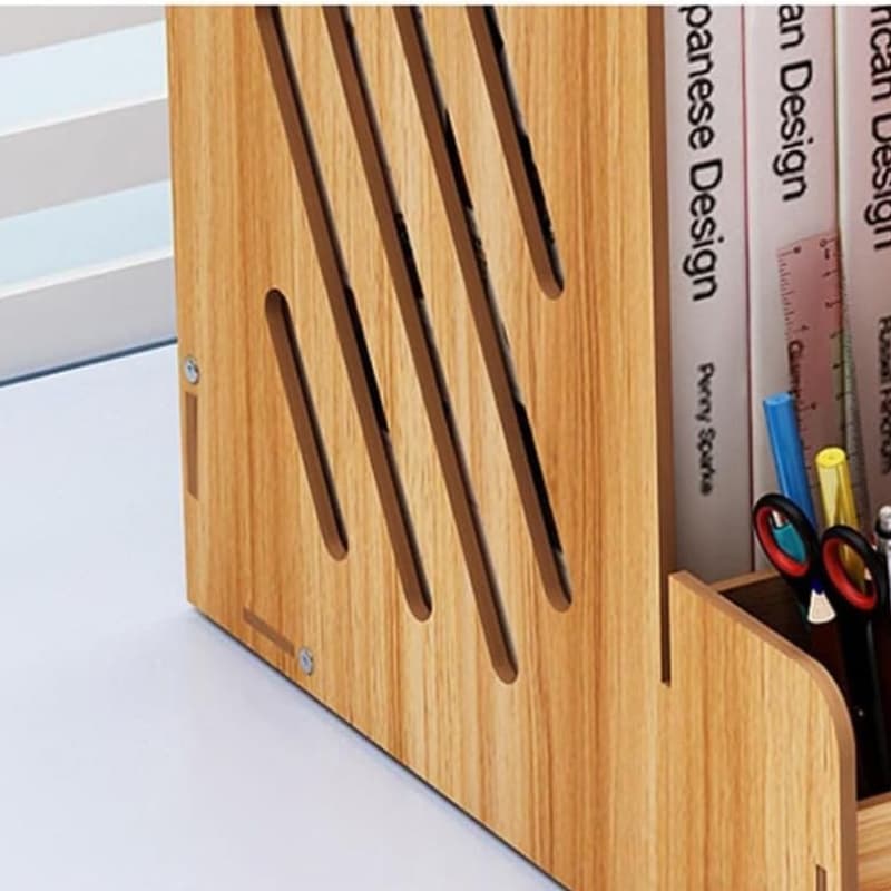 ชั้นวางเอกสารลายไม้ 4ชั้น จัดระเบียบโต๊ะ เก็บปากกา เครื่องเขียน Desk Organizer Wooden รูปที่ 4
