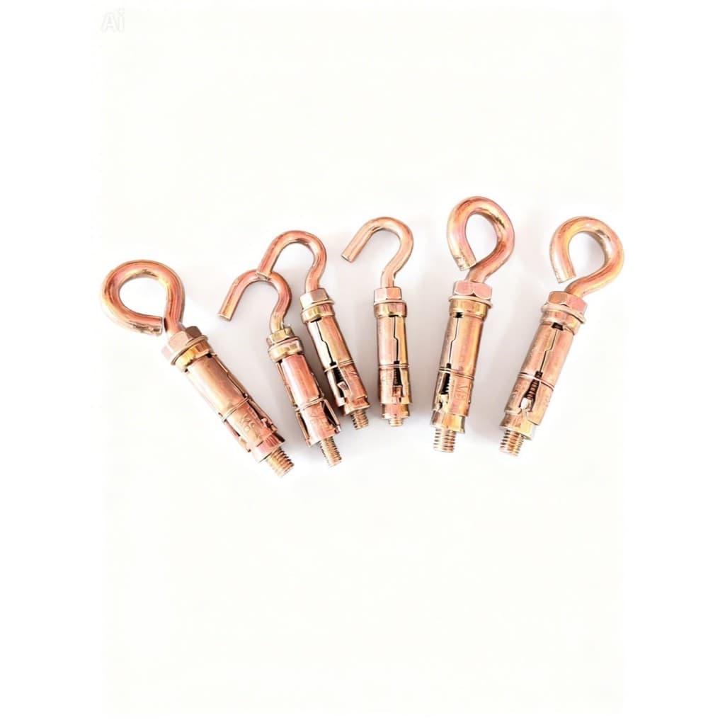 พุกตะขอ พุกห่วงกลม หกเหลี่ยม มีเขี้ยว ตะขอ สกรูหัวห่วง สกรูตะขอเหล็ก น๊อตสกรู ชุบรุ้งป้องกันสนิม รูปที่ 2
