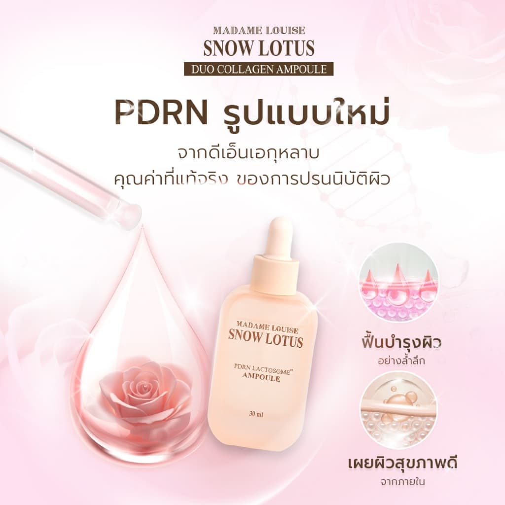 Madame Louise แอมพูลบัวหิมะ PDRN Exosome Duo Collagen Ampoule เซตคู่ Day & Night กู้ผิวโทรม หน้าฟู ผิวกระจก รูปที่ 4
