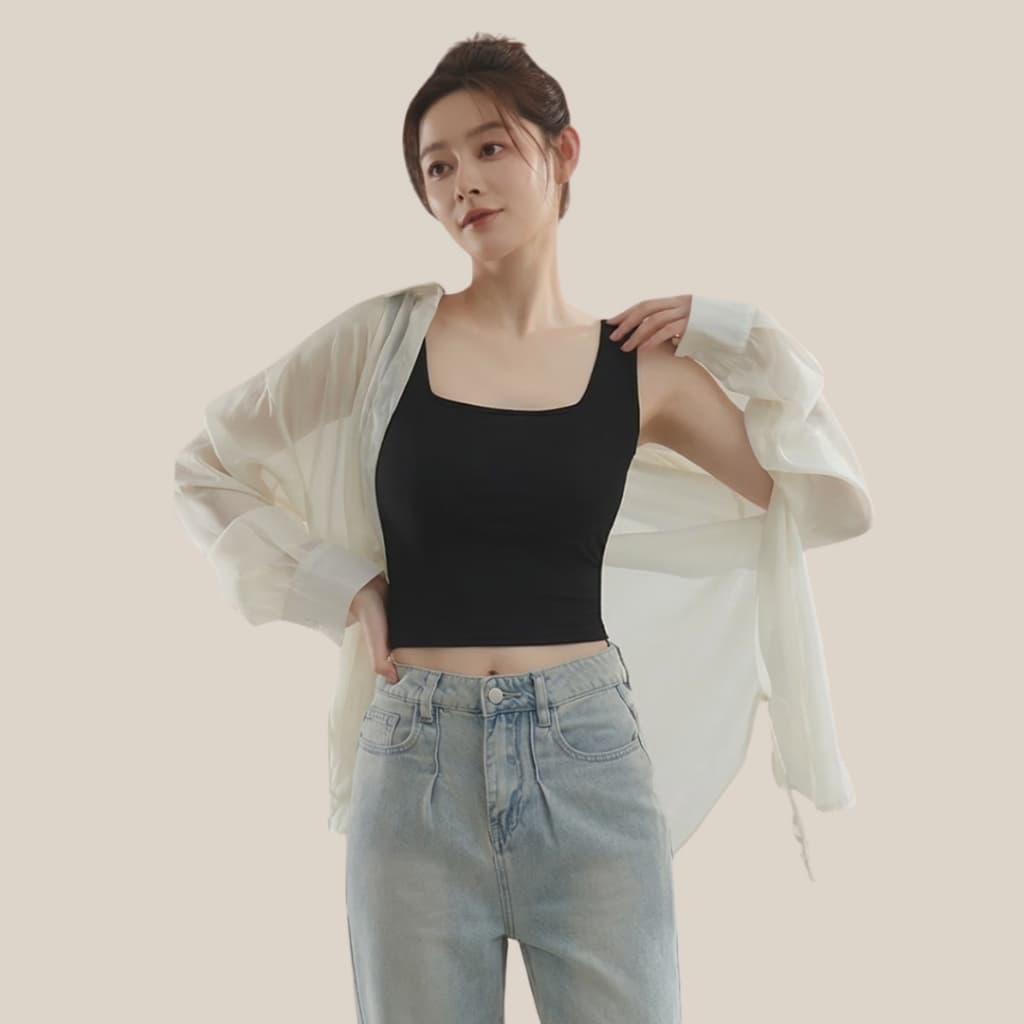 WsimpleBra | Gaia Crop Top เสื้อกล้าม ทรงครอป ไขว้หลัง มีบราในตัว เลิกใส่ชุดชั้นในและซิลิโคลปิดจุก รูปที่ 5