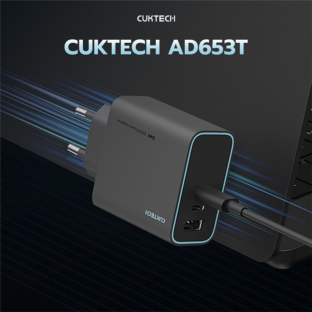 CUKTECH GaN3 AD653C / AD653T 65W หัวชาร์จเร็ว รองรับ PD3.0 , QC ชาร์จสูงสุด 3 อุปกรณ์ ขนาดเล็ก -2Y รูปที่ 3