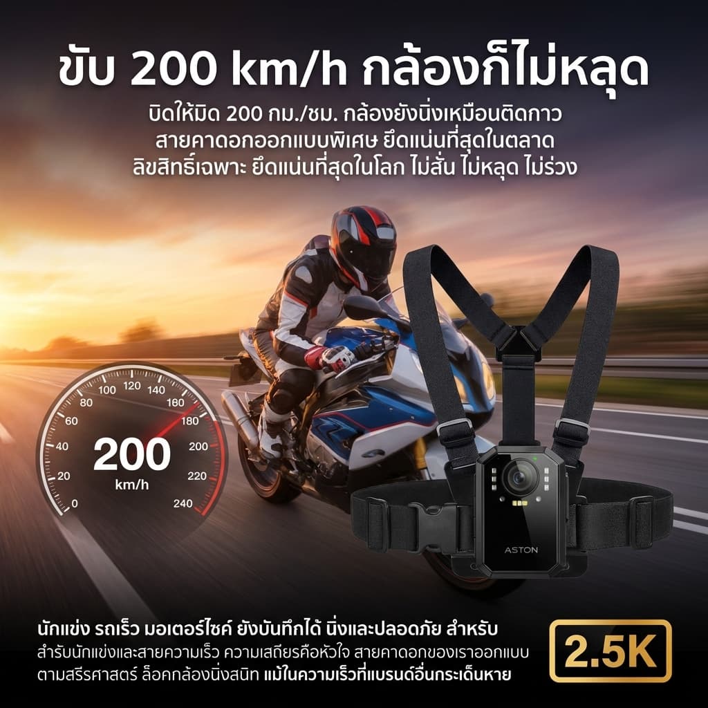 ASTON MOTO X กล้องติดอก กล้องติดหน้าอก Body Camera กันน้ำIPX68 ใช้ต่อเนื่อง 9-10 ชม รับประกันสินค้า 1 ปี รูปที่ 9