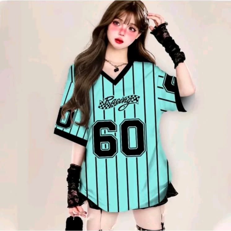 เสื้อยืดเบสบอลคนอ้วนไซส์ใหญ่สำหรับผู้หญิง oversize สกรีนลายเท่ สไตล์​เกาหลี เสื้อโอเวอร์ไซส์กีฬา ฮิปฮอป preppy style 3XL รูปที่ 9