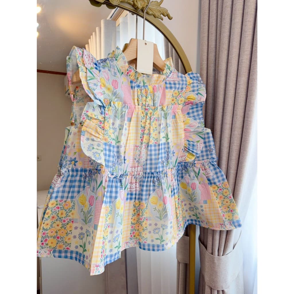ป้าย Sherbet เสื้อแขนกุดระบาย 2 ชั้นผ้าคอตตอน อก 36 นิ้ว ยาว 21 นิ้ว รูปที่ 5