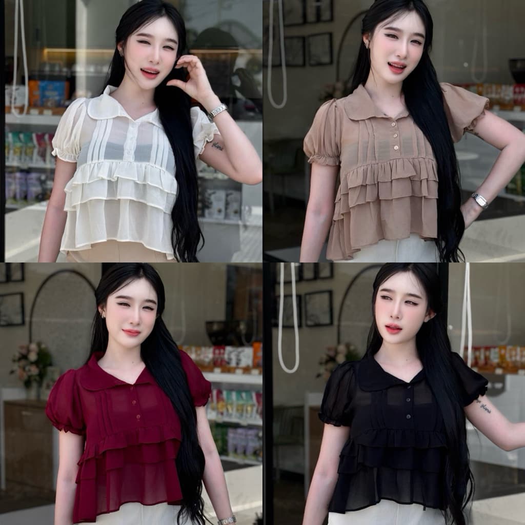 เสื้อชีฟองระบายขนมชั้น รูปที่ 1