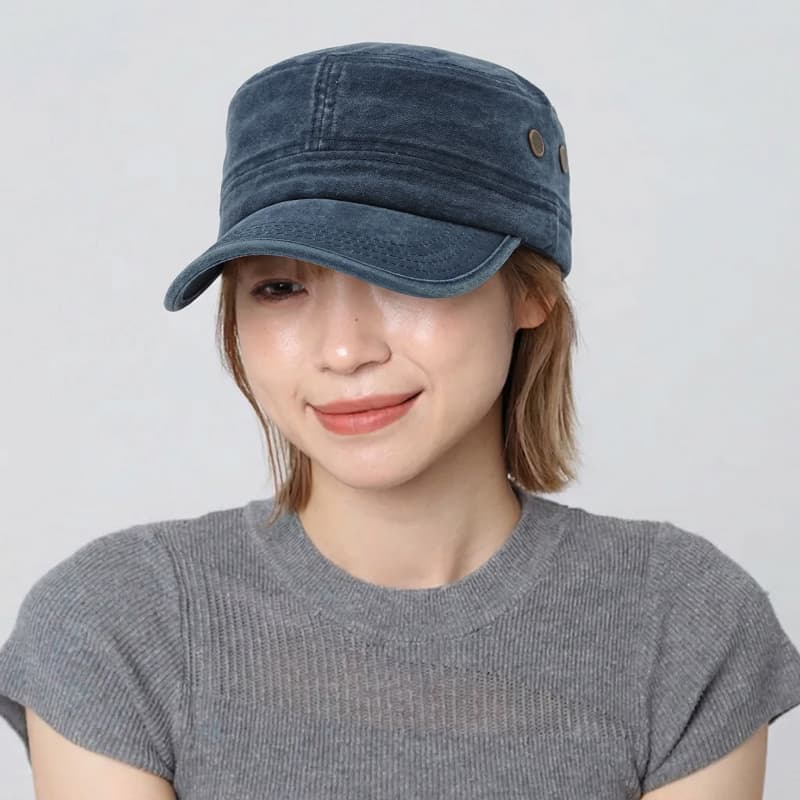 Halo studio หมวกทรงแบนปีกสั้นสีพื้นเรียบ ดีไซน์ทันสมัย ​​ระบายอากาศได้ดี รูปที่ 7