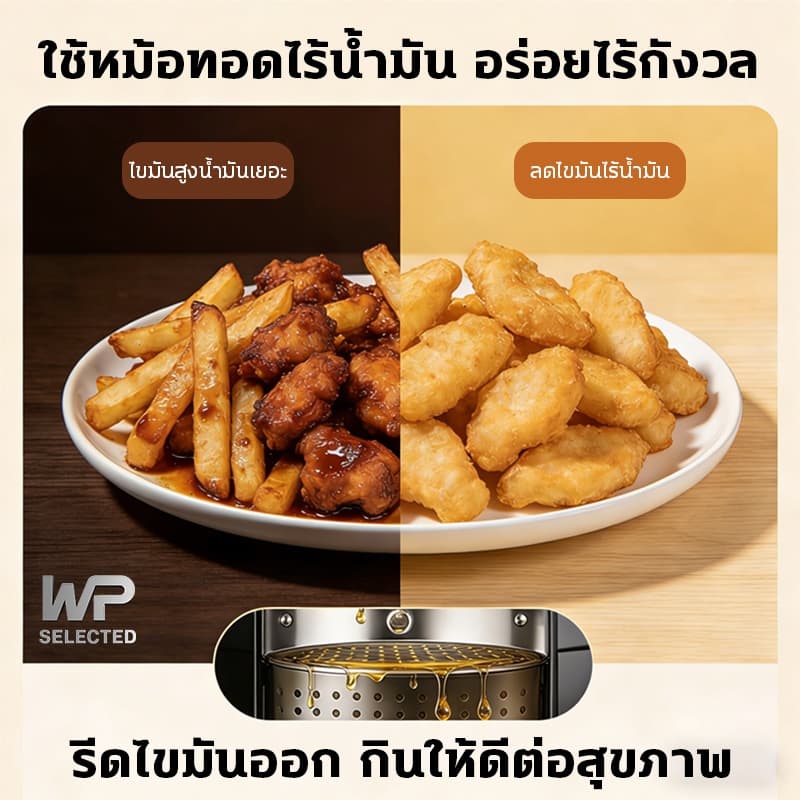 รับประกัน 5 ปีหม้อทอดไร้น้ำมัน 25L อบหมุนเวียนรอบทิศทาง 360° หน้าจอสีสัมผัส LED ความคมชัดสูง รูปที่ 6