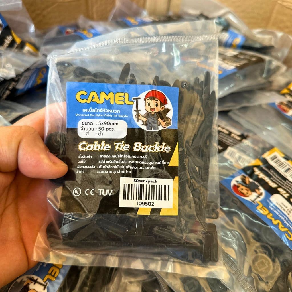 CAMEL เคเบิ้ลไทร์หัวหมวก CABLETIE BUCKLE คลิปล๊อคอเนกประสงค์ สำหรับซ่อมรถ/ยึดสายไฟ ใช้ง่าย ทนทาน! รูปที่ 5
