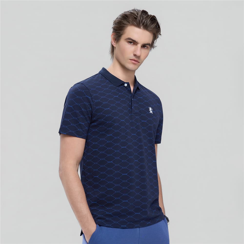 GIORDANO เสื้อโปโลผู้ชาย Men's Lion Slim All Over Printed Polo 01016204 รูปที่ 3