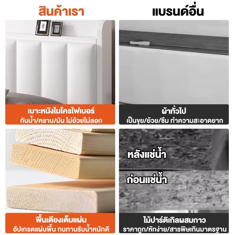 WHF เตียง เตียงไม้ เตียงข้างเตียงพร้อมชั้นวางของ ความจุแบริ่ง 500กก สไตล์ญี่ปุ่น อเนกประสงค์และสวยงาม รูปที่ 5