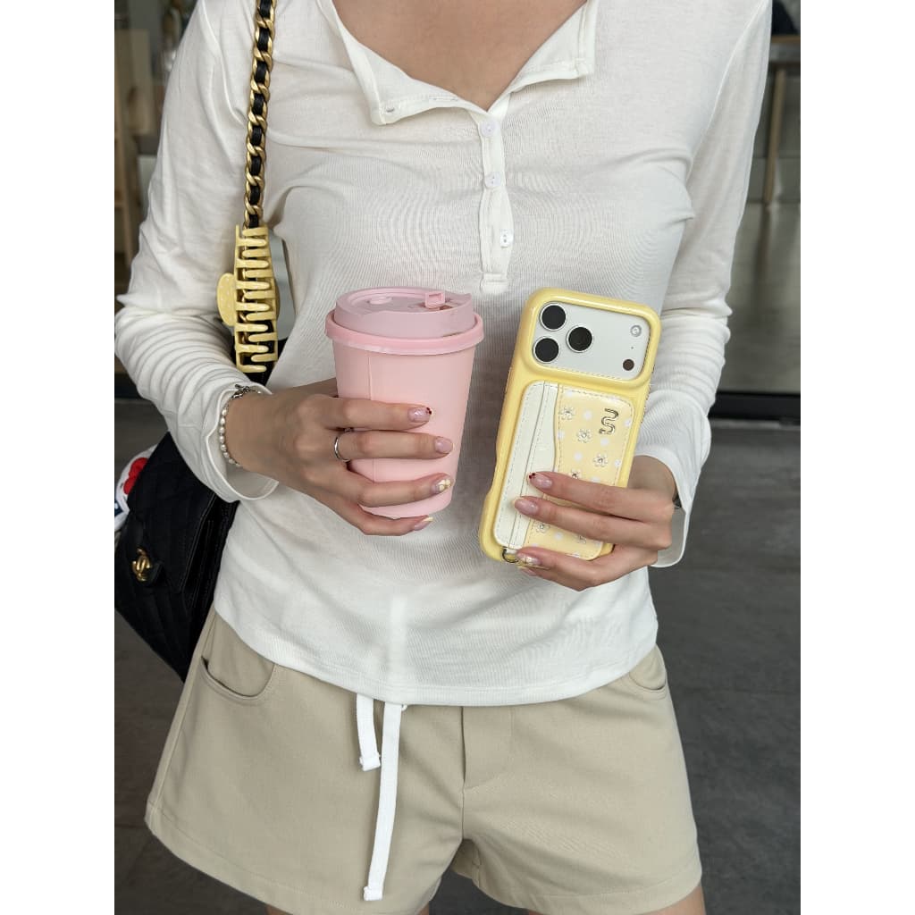Yellow Posy Wallet Whale Indeed Hagen ซองใส่บัตรสูงสุด 2 ใบ รูปที่ 6