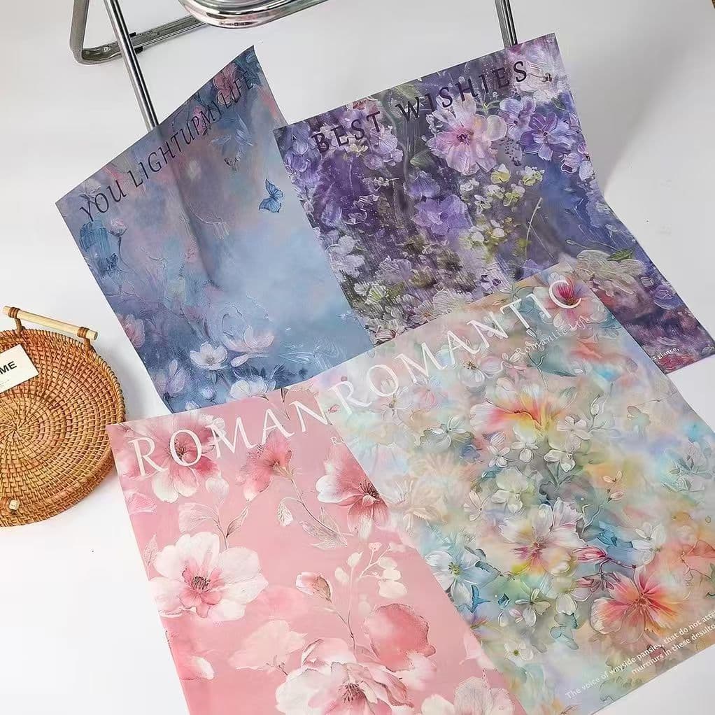 BAG 10แผ่น/แพ็ค กระดาษห่อช่อดอกไม้ แบบช่อ ช่อใหญ่ กระดาษห่อของขวัญ ลายดอกไม้ สีพลาสเทล ตกแต่ง ตัดแต่งดอกไม้ รูปที่ 1