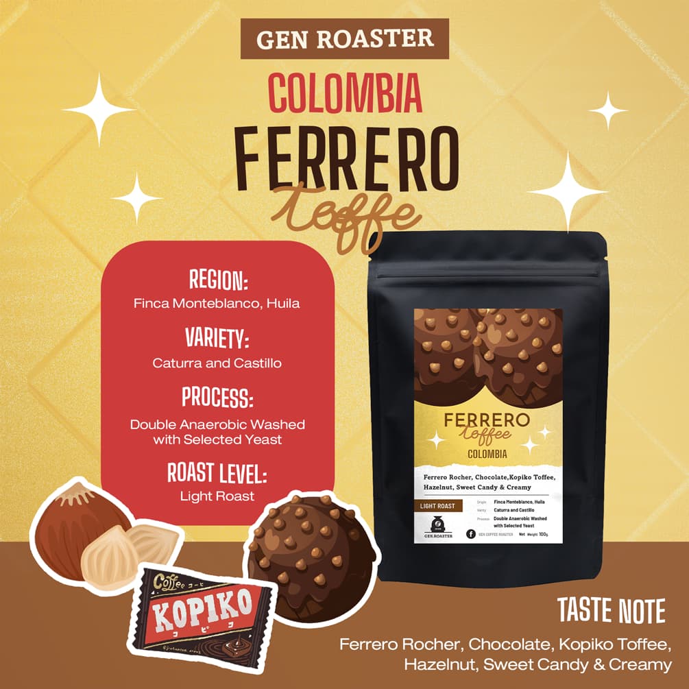 GEN Roaster เมล็ดกาแฟคั่วอ่อน Colombia Ferrero Toffee เหมือนขนม ช็อกโกแลต ไม่ติดเปรี้ยว 100 g. รูปที่ 4