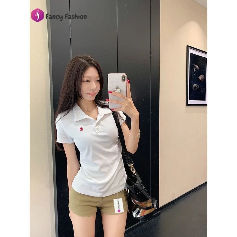 Fancy Fashion T-shirt เสื้อโปโลแขนสั้นมีดีไซน์เรียบง่ายและดูดี เหมาะสำหรับสวมใส่ในโอกาสต่างๆ รูปที่ 8