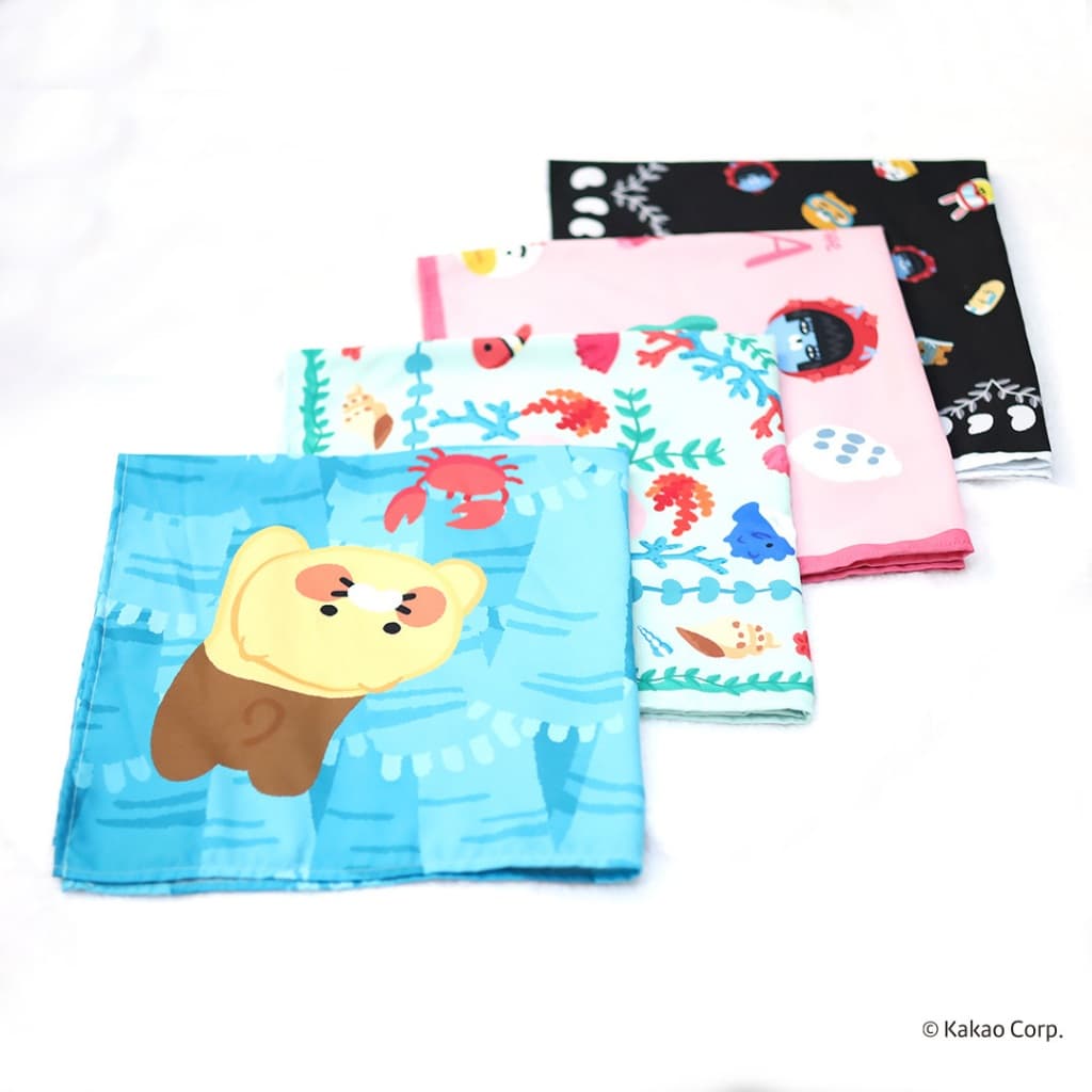 ใหม่ Kakao Friends ผ้าโพกศีรษะ ผ้าเช็ดหน้า ขนาด 24x24 นิ้ว Collection Under the Sea รูปที่ 6