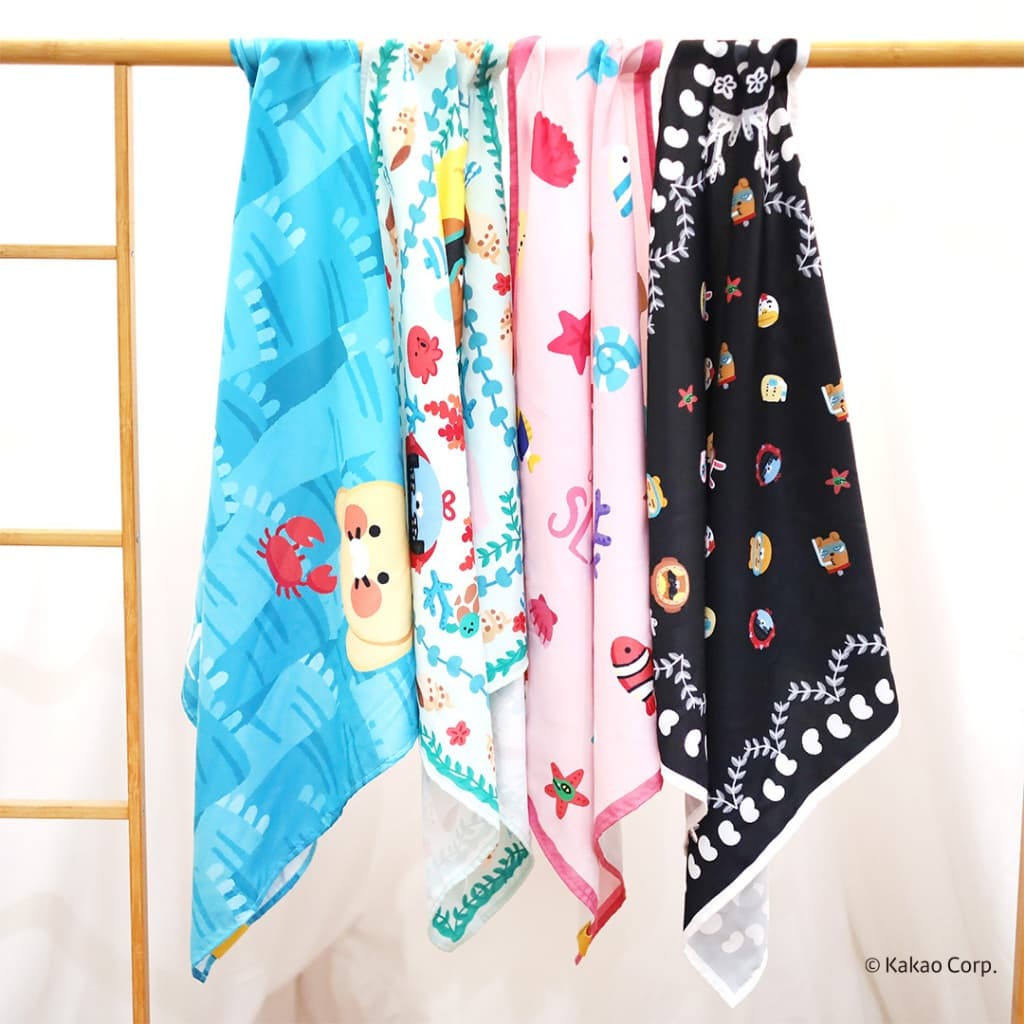 ใหม่ Kakao Friends ผ้าโพกศีรษะ ผ้าเช็ดหน้า ขนาด 24x24 นิ้ว Collection Under the Sea รูปที่ 7