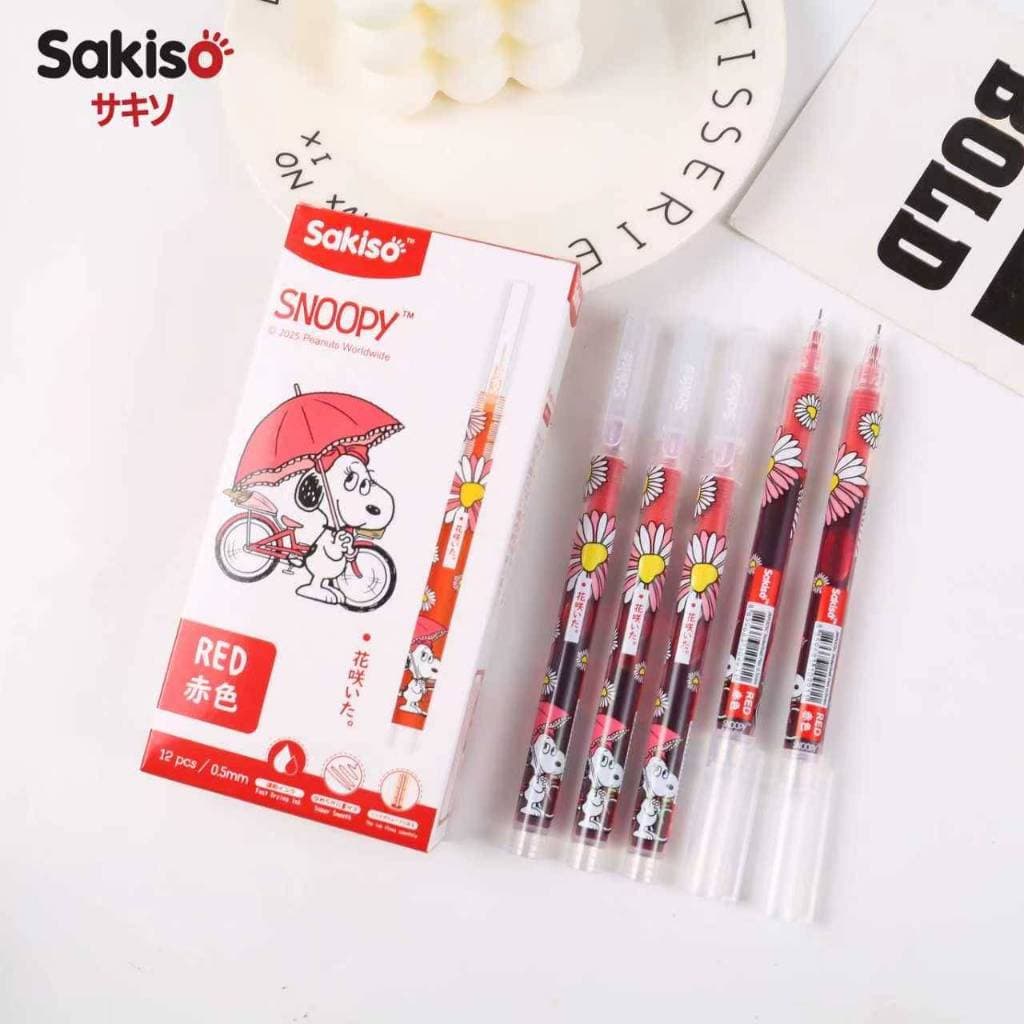 Sakiso ปากกาโรลเลอร์บอล หมึก 8 สี หมึกแห้งไว หัว 0.5 mm. ลายลิขสิทธิ์แท้ Snoopy รูปที่ 8