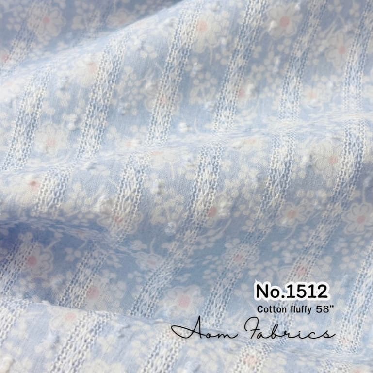 Aom Fabricsคอตตอน แจ็คการ์ด คอตตอน100% No.1511-1514 ทอเสริมเทคเจอร์ปุยปุยน่ารักมาก หน้ากว้าง 58 นิ้ว รูปที่ 4