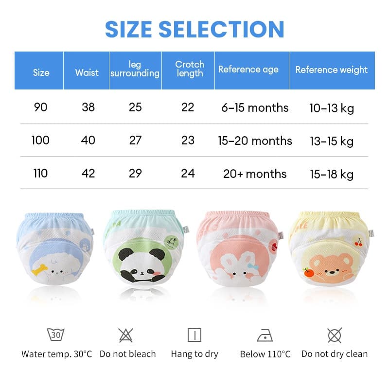 กางเกงเลิกเพิสซักได้ สำหรับเด็กหนัก 10-18กก. กางเกงผ้าอ้อม ฝึกฉี่ ใส่นุ่มสบาย baby training pants รูปที่ 2