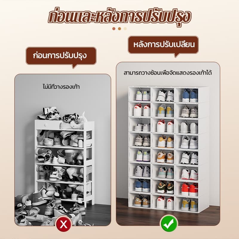 กล่องรองเท้า กล่องใส่รองเท้า ทนแรงกด ที่ใช้ใส่รองเท้า กล่องรองเท้ากันน้ำ ฝาครอบสามารถเปิด กันฝุ่น กล่องเก็บรองเท้า รูปที่ 2