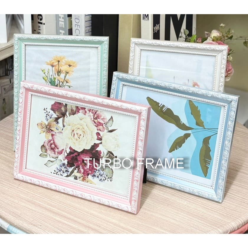 กรอบรูปสีสวยๆ น่ารัก กรอบเกียรติบัตร ขนาดภาพ 10x12” , A4 , 8x12" , 8x10" ,6x8”, A5 , 6x12"ใส่ใบประกาศ งานแต่งงาน +กระจก รูปที่ 1