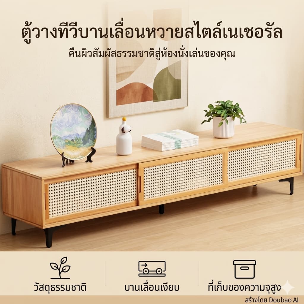 ตู้วางทีวี ชั้นวางทีวี ตู้ทีวีไม้ สามารถจัดเก็บของได้มาก วางทีวี55/65 นิ้วได้ รับน้ำหนัก 500KG รูปที่ 7