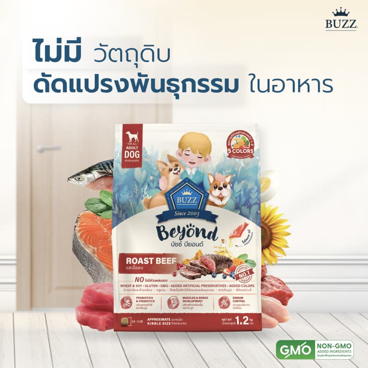 { ล็อตใหม่ } Buzz Beyond อาหารสุนัข บัซซ์ บียอนด์ หมาโต ลูกหมา แซลมอน เนื้อ ไก่ตับ แกะ ขนาด 1 - 1.2 กิโลกรัม รูปที่ 8