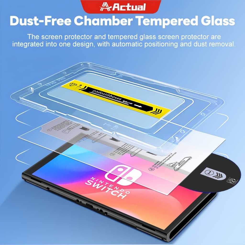 Actual EASY Temperglass 9h กระจกติดหน้าจอ Nintendo Switch 2 / Oled และ รุ่นปกติ ติดง่ายสุดๆ แค่วาง รู๊ดปรื๊ด รูปที่ 1