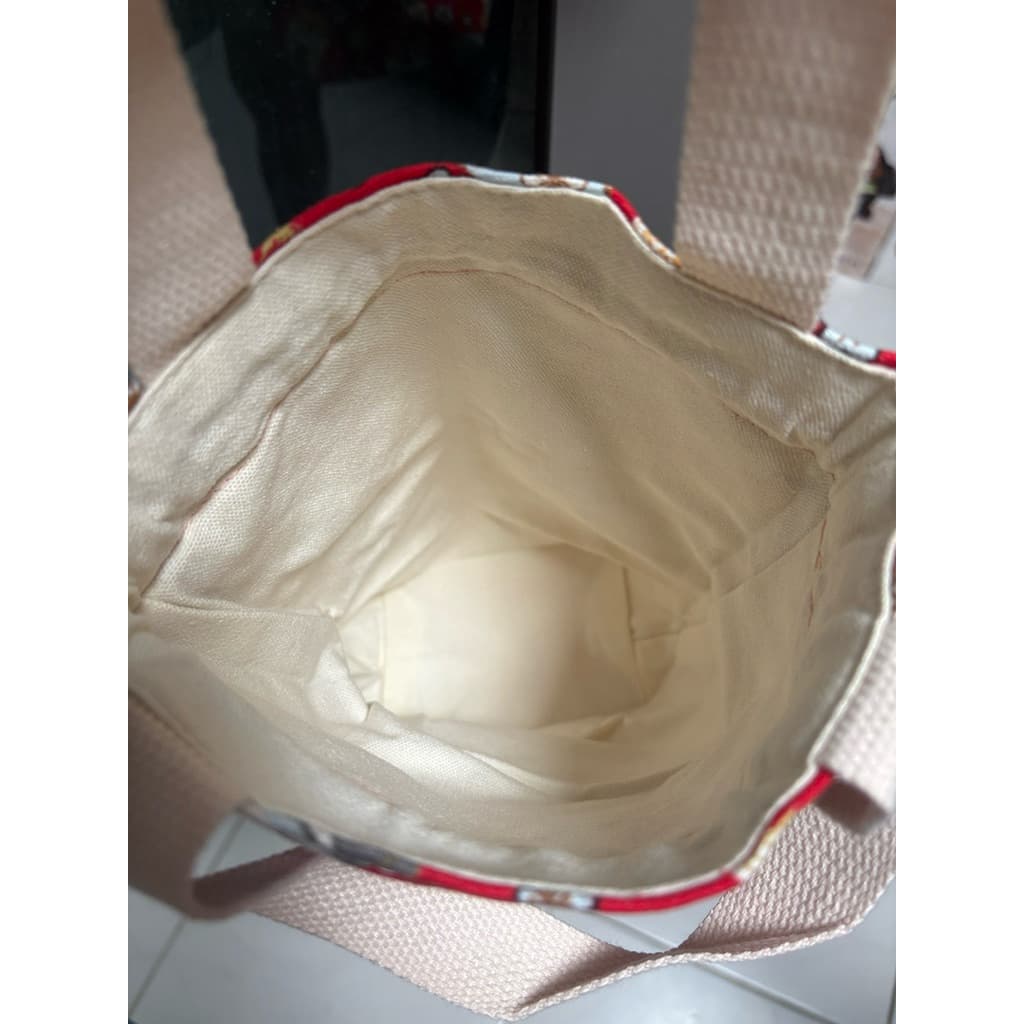 กระเป๋าผ้าใส่ขวดน้ำหรือแก้วเยติหรือของใช้ทั่วไป เชือกรูด ใบใหญ่ ผ้าหนา ลายน่ารัก รูปที่ 8