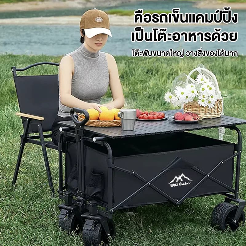 WTHB รถเข็นแคมป์ปิ้ง พับได้ รับน้ำหนัก 300kg ล้อใหญ่10นิ้ว ลูกปืนยางตัน พร้อมล็อค แบบพกพา รูปที่ 9