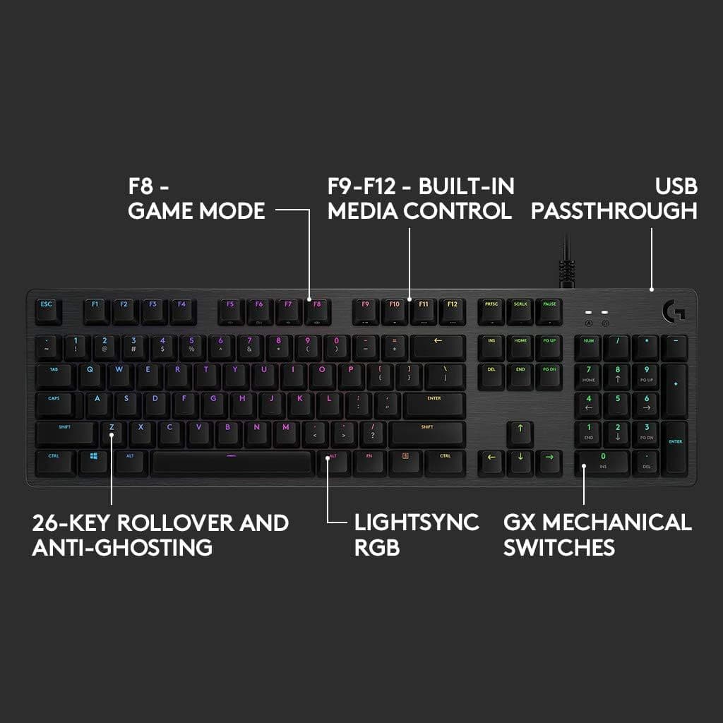 คีย์บอร์ดเกมมิ่งLogitech G512 Carbon Lightsync RGB Mechanical Gaming Keyboard รูปที่ 6