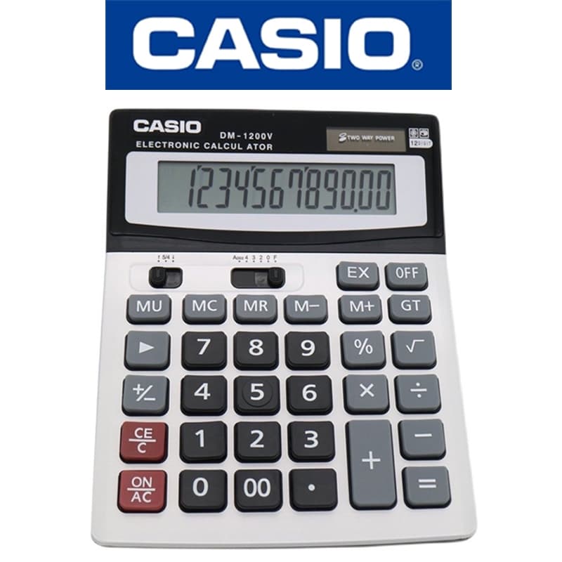 [COD] เครื่องคิดเลข เครื่องคิดเลขCASIO DM-1200V หน้าจอ 12หลัก จอใหญ่ ใช้งานง่าย เครื่องคิดเลขขนา