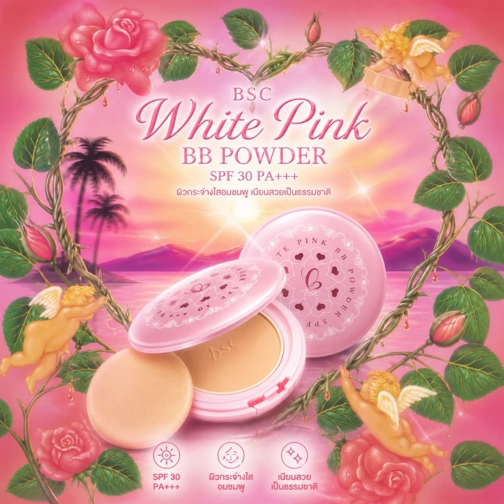 แป้ง Bsc White Pink BB SPF30 PA+++ ตลับจริงแถมรีฟิล รูปที่ 1