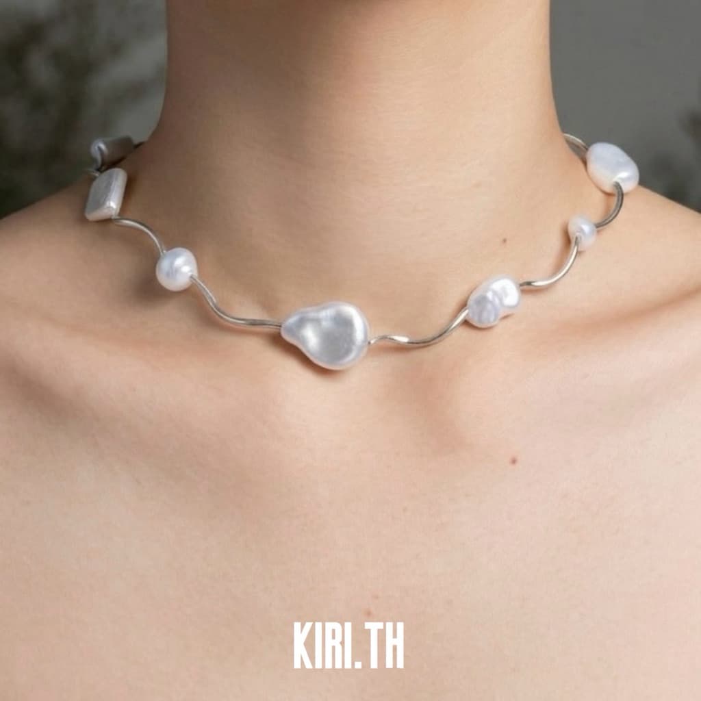 สร้อยลูกปัด สร้อยคอแฮนด์เมด ! สไตล์มินิมอล ปรับสายได้ รูปที่ 9